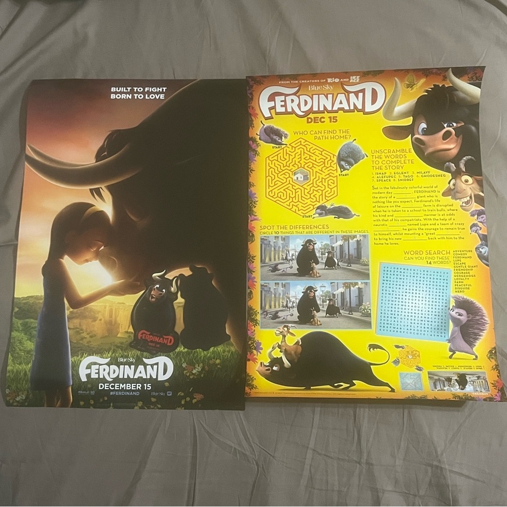 Ferdinand Movie Poster & Bull magnet Bluesky Fix Disney ORIGIN 2017 13.5x20